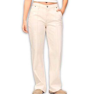 Abercrombie & Fitch Curve Love Mid Rise Baggy Jean Cream Plus Size 34 18